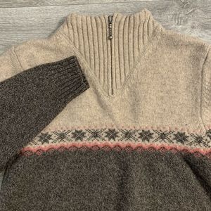 Woolrich 1/4 Zip Pullover Wool Sweater Nordic Snow